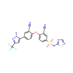 Cn1nc(C(F)(F)F)cc1-c1ccc(Oc2ccc(S(=O)(=O)Nc3ncns3)cc2C#N)c(C#N)c1 ZINC000095582814