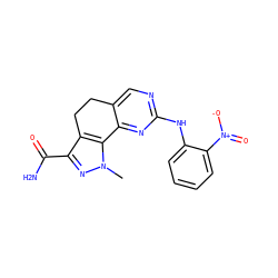 Cn1nc(C(N)=O)c2c1-c1nc(Nc3ccccc3[N+](=O)[O-])ncc1CC2 ZINC000049071901