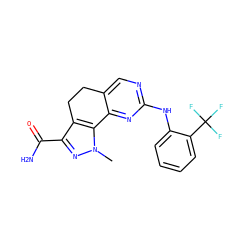 Cn1nc(C(N)=O)c2c1-c1nc(Nc3ccccc3C(F)(F)F)ncc1CC2 ZINC000049783714