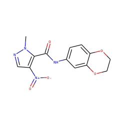Cn1ncc([N+](=O)[O-])c1C(=O)Nc1ccc2c(c1)OCCO2 ZINC000000356006