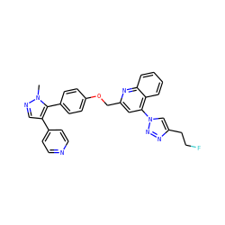 Cn1ncc(-c2ccncc2)c1-c1ccc(OCc2cc(-n3cc(CCF)nn3)c3ccccc3n2)cc1 ZINC000473158137