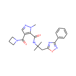 Cn1ncc(C(=O)N2CCC2)c1C(=O)NC(C)(C)Cc1nc(-c2ccccc2)no1 ZINC000144076386