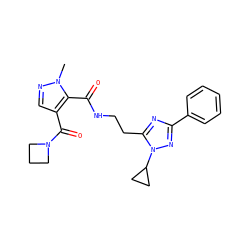 Cn1ncc(C(=O)N2CCC2)c1C(=O)NCCc1nc(-c2ccccc2)nn1C1CC1 ZINC000144116374