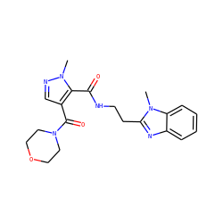 Cn1ncc(C(=O)N2CCOCC2)c1C(=O)NCCc1nc2ccccc2n1C ZINC000144078163