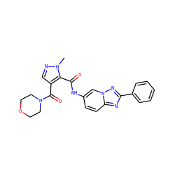 Cn1ncc(C(=O)N2CCOCC2)c1C(=O)Nc1ccc2nc(-c3ccccc3)nn2c1 ZINC000205039569