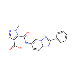 Cn1ncc(C(=O)O)c1C(=O)Nc1ccc2nc(-c3ccccc3)nn2c1 ZINC000205030319
