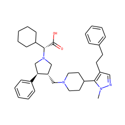 Cn1ncc(CCc2ccccc2)c1C1CCN(C[C@H]2CN([C@@H](C(=O)O)C3CCCCC3)C[C@@H]2c2ccccc2)CC1 ZINC000028008894