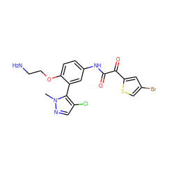 Cn1ncc(Cl)c1-c1cc(NC(=O)C(=O)c2cc(Br)cs2)ccc1OCCN ZINC000169700739