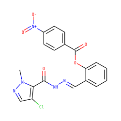 Cn1ncc(Cl)c1C(=O)N/N=C/c1ccccc1OC(=O)c1ccc([N+](=O)[O-])cc1 ZINC000000695787