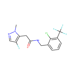 Cn1ncc(F)c1CC(=O)NCc1cccc(C(F)(F)F)c1Cl ZINC000058638461