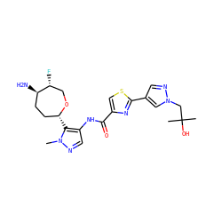Cn1ncc(NC(=O)c2csc(-c3cnn(CC(C)(C)O)c3)n2)c1[C@@H]1CC[C@@H](N)[C@H](F)CO1 ZINC000205656701