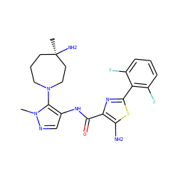 Cn1ncc(NC(=O)c2nc(-c3c(F)cccc3F)sc2N)c1N1CCC[C@@](C)(N)CC1 ZINC000169699456