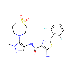 Cn1ncc(NC(=O)c2nc(-c3c(F)cccc3F)sc2N)c1N1CCCS(=O)(=O)CC1 ZINC000169699402