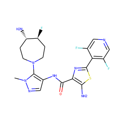 Cn1ncc(NC(=O)c2nc(-c3c(F)cncc3F)sc2N)c1N1CC[C@H](N)[C@@H](F)CC1 ZINC000169699485