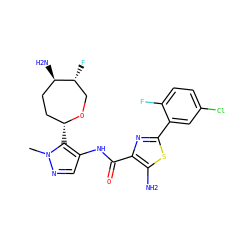 Cn1ncc(NC(=O)c2nc(-c3cc(Cl)ccc3F)sc2N)c1[C@@H]1CC[C@@H](N)[C@H](F)CO1 ZINC000216889056