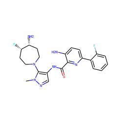 Cn1ncc(NC(=O)c2nc(-c3ccccc3F)ccc2N)c1N1CC[C@H](F)[C@H](N)CC1 ZINC000169699308