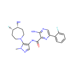 Cn1ncc(NC(=O)c2nc(-c3ccccc3F)cnc2N)c1N1CC[C@H](F)[C@H](N)CC1 ZINC000169699306
