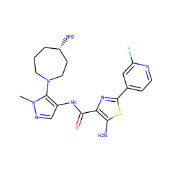 Cn1ncc(NC(=O)c2nc(-c3ccnc(F)c3)sc2N)c1N1CCC[C@H](N)CC1 ZINC000169699462
