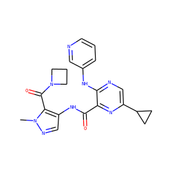 Cn1ncc(NC(=O)c2nc(C3CC3)cnc2Nc2cccnc2)c1C(=O)N1CCC1 ZINC000169701850