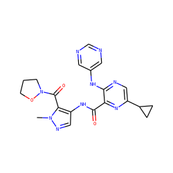 Cn1ncc(NC(=O)c2nc(C3CC3)cnc2Nc2cncnc2)c1C(=O)N1CCCO1 ZINC000143090302