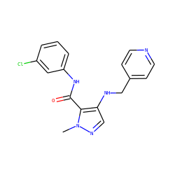 Cn1ncc(NCc2ccncc2)c1C(=O)Nc1cccc(Cl)c1 ZINC000028889843