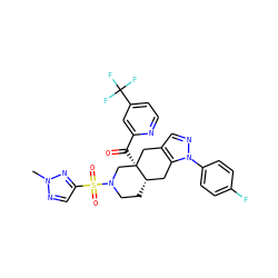 Cn1ncc(S(=O)(=O)N2CC[C@H]3Cc4c(cnn4-c4ccc(F)cc4)C[C@]3(C(=O)c3cc(C(F)(F)F)ccn3)C2)n1 ZINC001772626528