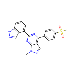 Cn1ncc2c(-c3ccc(S(C)(=O)=O)cc3)nc(-c3cccc4[nH]ncc34)nc21 ZINC000064548613