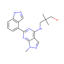 Cn1ncc2c(NCC(C)(C)CO)nc(-c3cccc4[nH]ncc34)nc21 ZINC000064549223