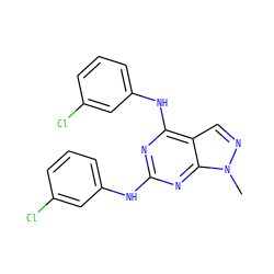 Cn1ncc2c(Nc3cccc(Cl)c3)nc(Nc3cccc(Cl)c3)nc21 ZINC000001718486
