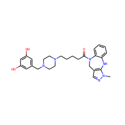 Cn1ncc2c1Nc1ccccc1N(C(=O)CCCCN1CCN(Cc3cc(O)cc(O)c3)CC1)C2 ZINC000653689066