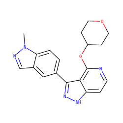 Cn1ncc2cc(-c3n[nH]c4ccnc(OC5CCOCC5)c34)ccc21 ZINC000114748331
