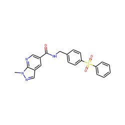 Cn1ncc2cc(C(=O)NCc3ccc(S(=O)(=O)c4ccccc4)cc3)cnc21 ZINC000169342460