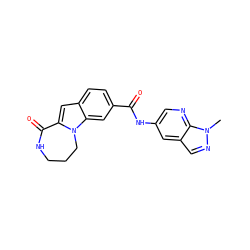 Cn1ncc2cc(NC(=O)c3ccc4cc5n(c4c3)CCCNC5=O)cnc21 ZINC000218276589