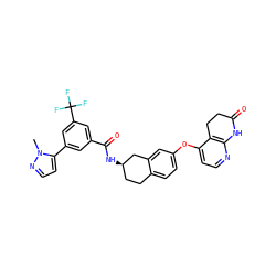 Cn1nccc1-c1cc(C(=O)N[C@@H]2CCc3ccc(Oc4ccnc5c4CCC(=O)N5)cc3C2)cc(C(F)(F)F)c1 ZINC000205142489