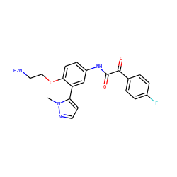 Cn1nccc1-c1cc(NC(=O)C(=O)c2ccc(F)cc2)ccc1OCCN ZINC000114774996