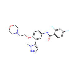 Cn1nccc1-c1cc(NC(=O)c2ccc(F)cc2F)ccc1OCCN1CCOCC1 ZINC000049045582
