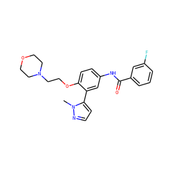 Cn1nccc1-c1cc(NC(=O)c2cccc(F)c2)ccc1OCCN1CCOCC1 ZINC000035800979