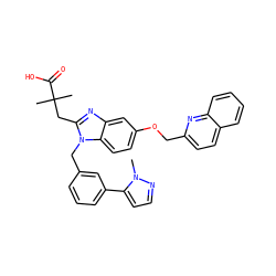 Cn1nccc1-c1cccc(Cn2c(CC(C)(C)C(=O)O)nc3cc(OCc4ccc5ccccc5n4)ccc32)c1 ZINC000226097826