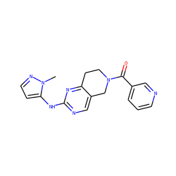 Cn1nccc1Nc1ncc2c(n1)CCN(C(=O)c1cccnc1)C2 ZINC001772605917