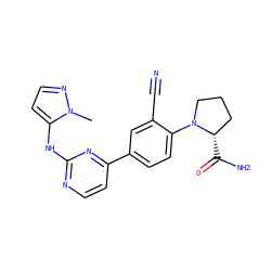 Cn1nccc1Nc1nccc(-c2ccc(N3CCC[C@@H]3C(N)=O)c(C#N)c2)n1 ZINC000113824210