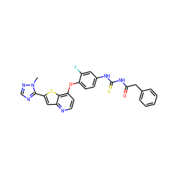 Cn1ncnc1-c1cc2nccc(Oc3ccc(NC(=S)NC(=O)Cc4ccccc4)cc3F)c2s1 ZINC000029043564