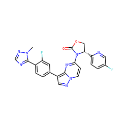 Cn1ncnc1-c1ccc(-c2cnn3ccc(N4C(=O)OC[C@@H]4c4ccc(F)cn4)nc23)cc1F ZINC000116185420