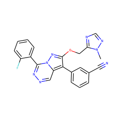 Cn1ncnc1COc1nn2c(-c3ccccc3F)nncc2c1-c1cccc(C#N)c1 ZINC000036088264