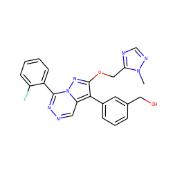 Cn1ncnc1COc1nn2c(-c3ccccc3F)nncc2c1-c1cccc(CO)c1 ZINC000036088270