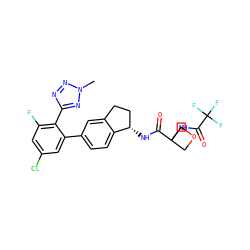 Cn1nnc(-c2c(F)cc(Cl)cc2-c2ccc3c(c2)CC[C@@H]3NC(=O)C2(NC(=O)C(F)(F)F)COC2)n1 ZINC000169697125