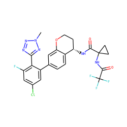 Cn1nnc(-c2c(F)cc(Cl)cc2-c2ccc3c(c2)OCC[C@@H]3NC(=O)C2(NC(=O)C(F)(F)F)CC2)n1 ZINC000169697133