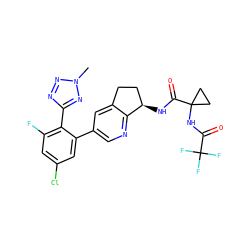 Cn1nnc(-c2c(F)cc(Cl)cc2-c2cnc3c(c2)CC[C@H]3NC(=O)C2(NC(=O)C(F)(F)F)CC2)n1 ZINC000142223061