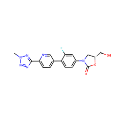 Cn1nnc(-c2ccc(-c3ccc(N4C[C@H](CO)OC4=O)cc3F)cn2)n1 ZINC000043100956