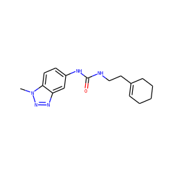 Cn1nnc2cc(NC(=O)NCCC3=CCCCC3)ccc21 ZINC000000470058