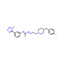 Cn1nnnc1-c1cccc(NC(=O)NCCCN2CCC(Cc3ccc(F)cc3)CC2)c1 ZINC000013443551